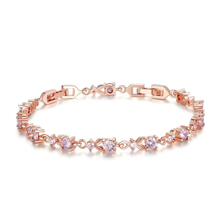 Oval Figaro Bracelet Pink CZ
