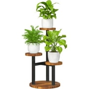 Bamworld 3 Tier Plant Stand, Tall Metal Wood Shelf Holder for Indoor, Outdoor Display Rack Flower Pot Stand for Corner Living Room Balcony Garden Patio