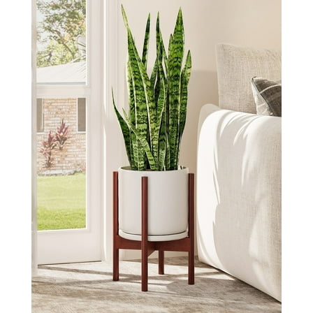 Bamworld Adjustable Bamboo Plant Stand Indoor,Plant Shelves Fits 8 9 10 11 12 Inches,Small Corner Planter Holder for Indoor Plants,Flower Stand for Home Garden Indoor Outdoor Decoration,Red-brown