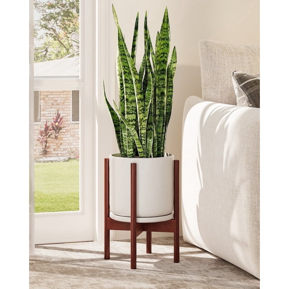 Bamworld Adjustable Bamboo Plant Stand Indoor,Plant Shelves Fits 8 9 10 11 12 Inches,Small Corner Planter Holder for Indoor Plants,Flower Stand for Home Garden Indoor Outdoor Decoration,Red-brown