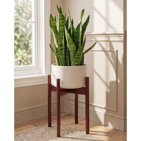 Bamworld Adjustable Plant Stand Indoor, Bamboo Plant Holder 8 to 13 Inches, Small Tall Planter Stand for Indoor Plants, Single Floor Plant Stand for Living Room Balcony Bedroom, Light Brown