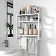 Bamworld Wall Mount Bathroom Organizer, 3-Tier Adjustable Bamboo Shelf ...