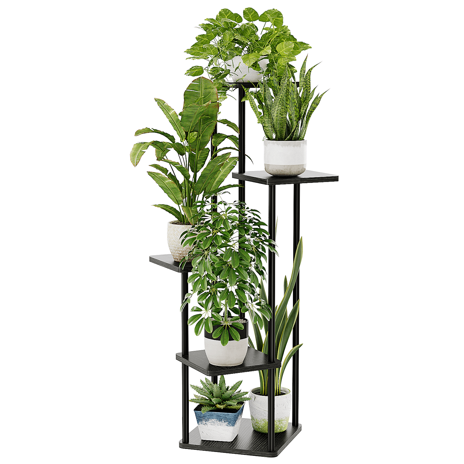 Bamworld Black Plant Stand Indoor 5 Tier Plant Shelf for Multiple ...