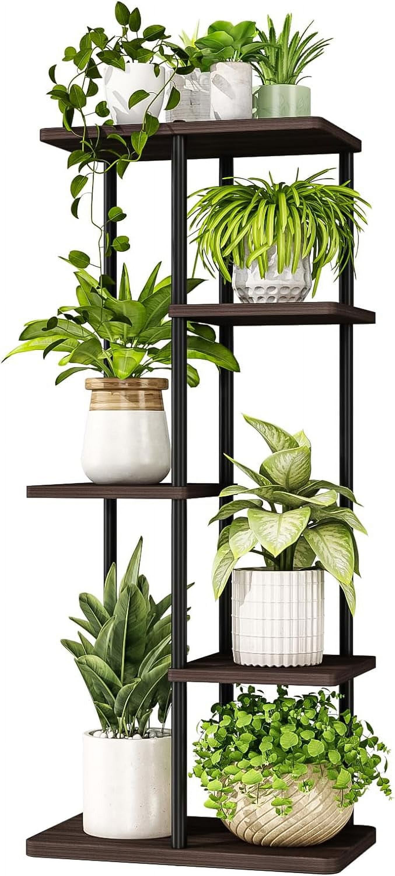 Walmart promo code:  Bamworld 5 Tier Metal Planter, Indoor/Outdoor Plant Display, Black Corner Shelf for Multiple Plants