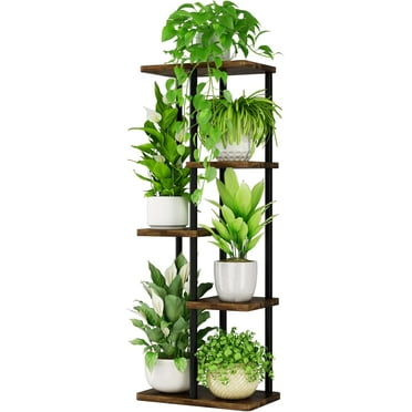 Bamworld Corner Plant Stand Indoor 5 Tier Metal Plant Shelf Brown Plant Stands for Multiple Plants Small Plants Pots Flower Stand Pot Holder for Patio Garden Corner Balcony Living Room Narrow