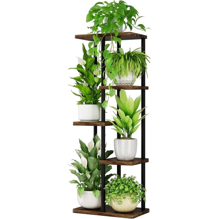 Bamworld, Corner Plant Stand, 5-Tier Brown Indoor Outdoor Shelf