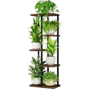 Bamworld Corner Plant Stand Indoor 5 Tier Metal Plant Shelf Brown Plant Stands for Multiple Plants Small Plants Pots Flower Stand Pot Holder for Patio Garden Corner Balcony Living Room Narrow