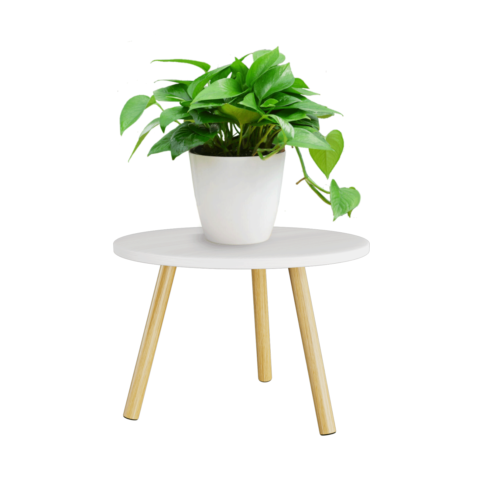 Bamworld Indoor Plant Stand Wood Modern Small Round Side Plant Table