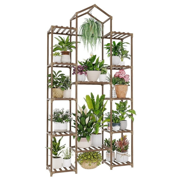 Bamworld Large Plant Stand Indoor Plant Shelves Outdoor Plant Wood Holder for Living Room Display Plant Rack Indoor Multiple Plants Patio Balcony Garden