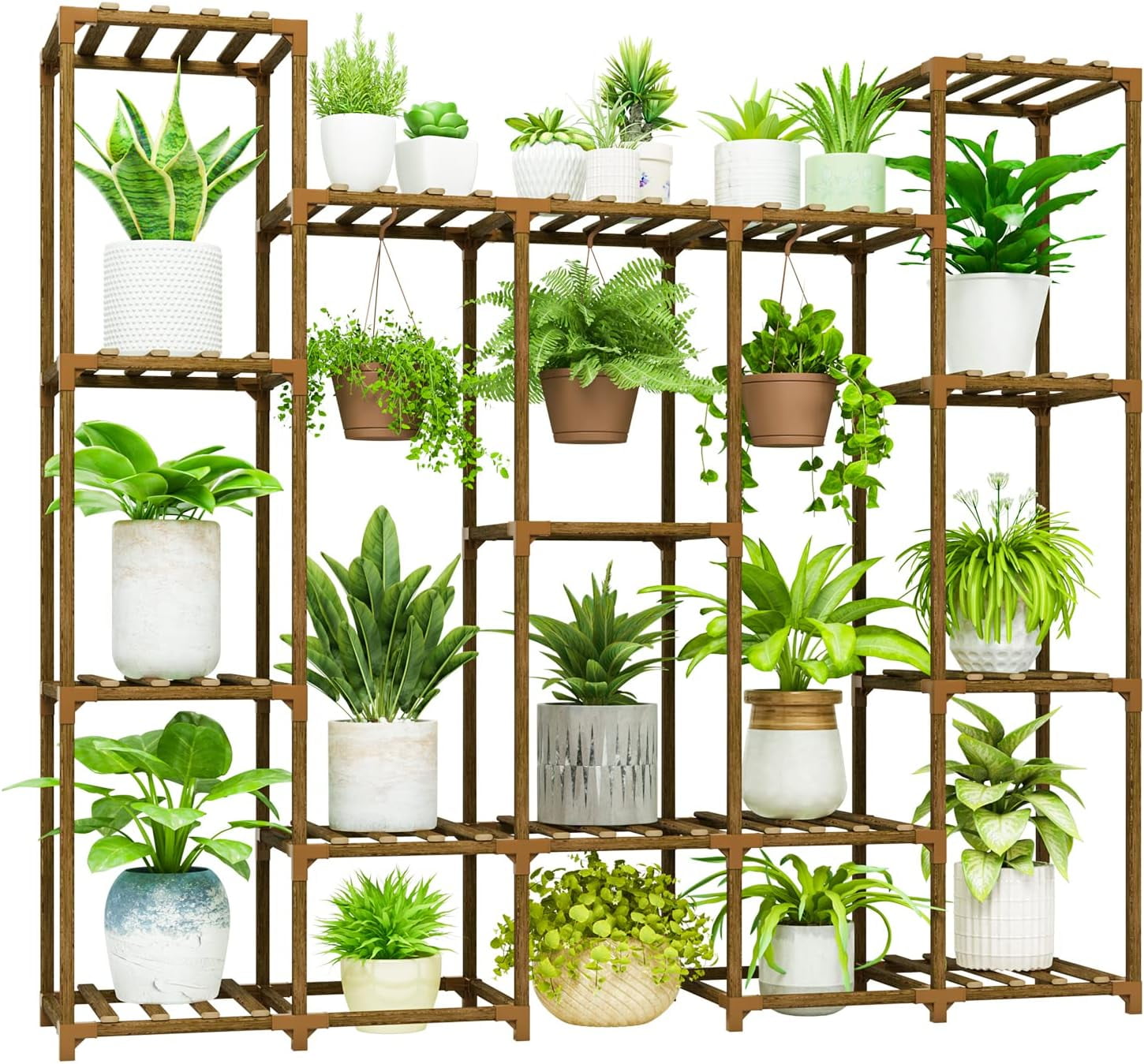 Bamworld Large Plant Stand Indoor Plant Shelf Outdoor Hanging Plant Pot