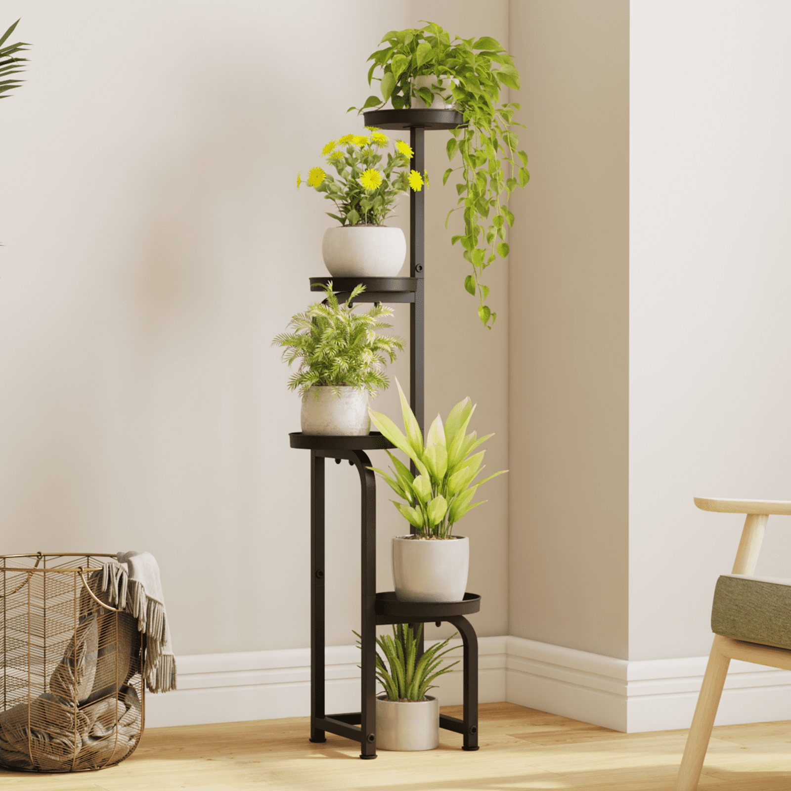 Bamworld Metal Plant Stand Indoor Outdoor 4 Tier Multiple Flower Pot ...