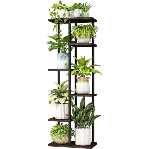 Bamworld Metal Plant Stand Indoor Outdoor 6 Tier Black Tall Plant Shelf for Flower Pot Plant Holder for Patio Garden Corner Balcony Living Room