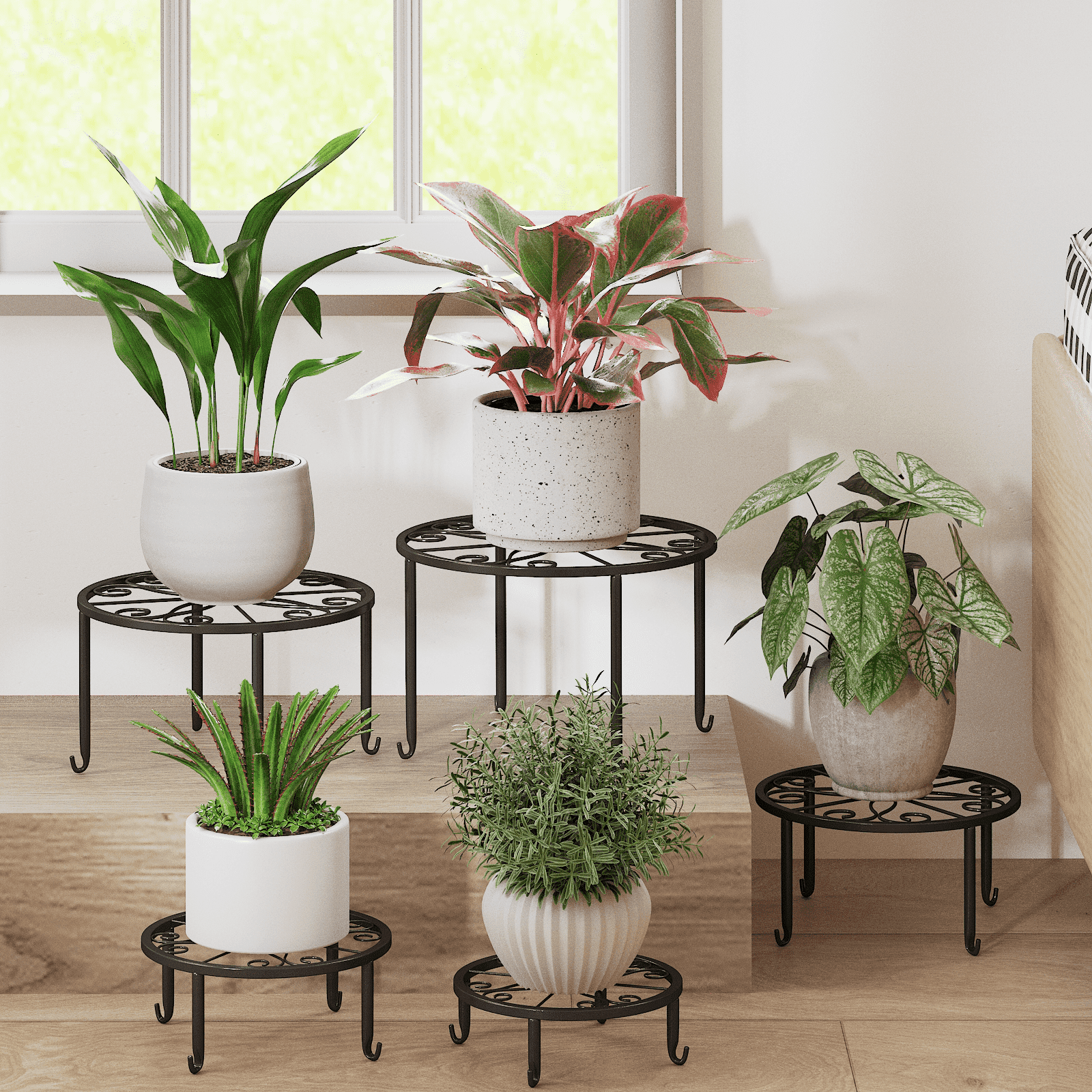 Walmart Deals of Walmart Black Friday Deals 2025 Bamworld Metal Plant Stands 5 Pack Indoor Outdoor Flower Pot Holders Rustproof Iron Stands for Planters, Garden, Patio