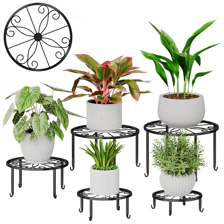 4pcs Plant Shelves Metal Plant Stand Potted Irons Planter Supports Floor Flower Pot Round Rack Display 4pcs Plant Shelves Metal Plant Stand Potted Irons Planter Supports Floor Flower Pot Round Rack Display