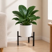 Bamworld Metal Plant Stand indoor Adjustable Modern Plant Stands Heavy Duty Stable Plant Pot Flower Holder Indoor Outdoor Corner Fit 8-12" Pot,Black