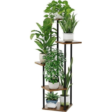 Bamworld Plant Stand Indoor, 5 Tier Metal Plant Shelf for Multiple Plants,Corner Tall Flower Holders Flower Shelf for Patio Garden Balcony Living Room Bedroom(Brown)