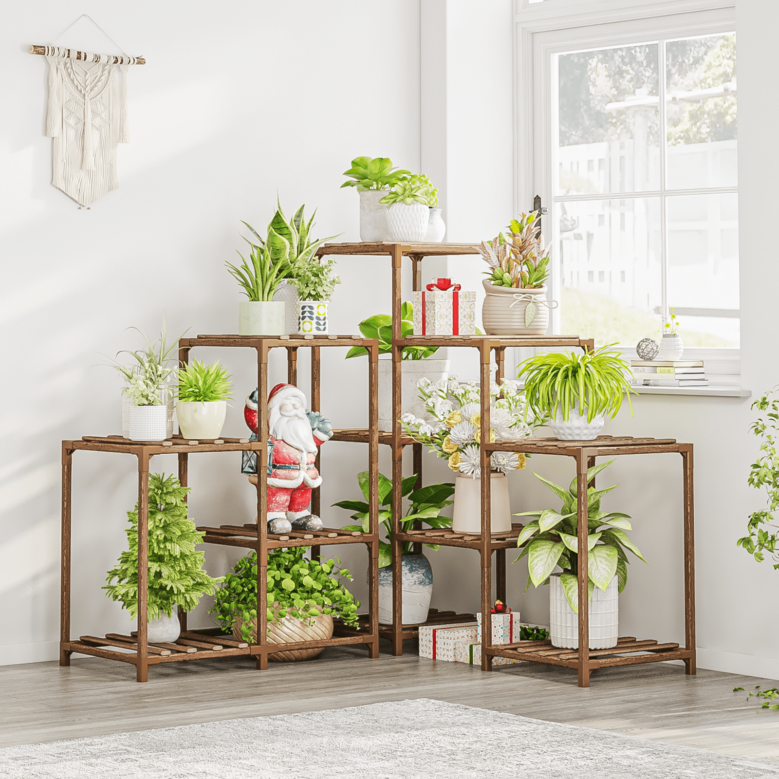 5 Tier Wood Plant Stand Indoor Outdoor Tall Plant Shelf - Temu