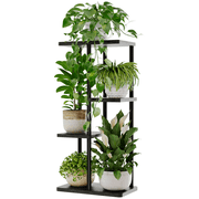 Bamworld Indoor Outdoor Metal Plant Stand, 4-Tier Iron Plant Shelf for Succulents, Patio, Garden, Balcony, Living Room