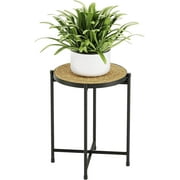 Bamworld Round Plant Stand Indoor Outdoor Metal Modern Plant Table Shelf for Small Spaces Elegant Flower Holder for Patio Balcony Garden