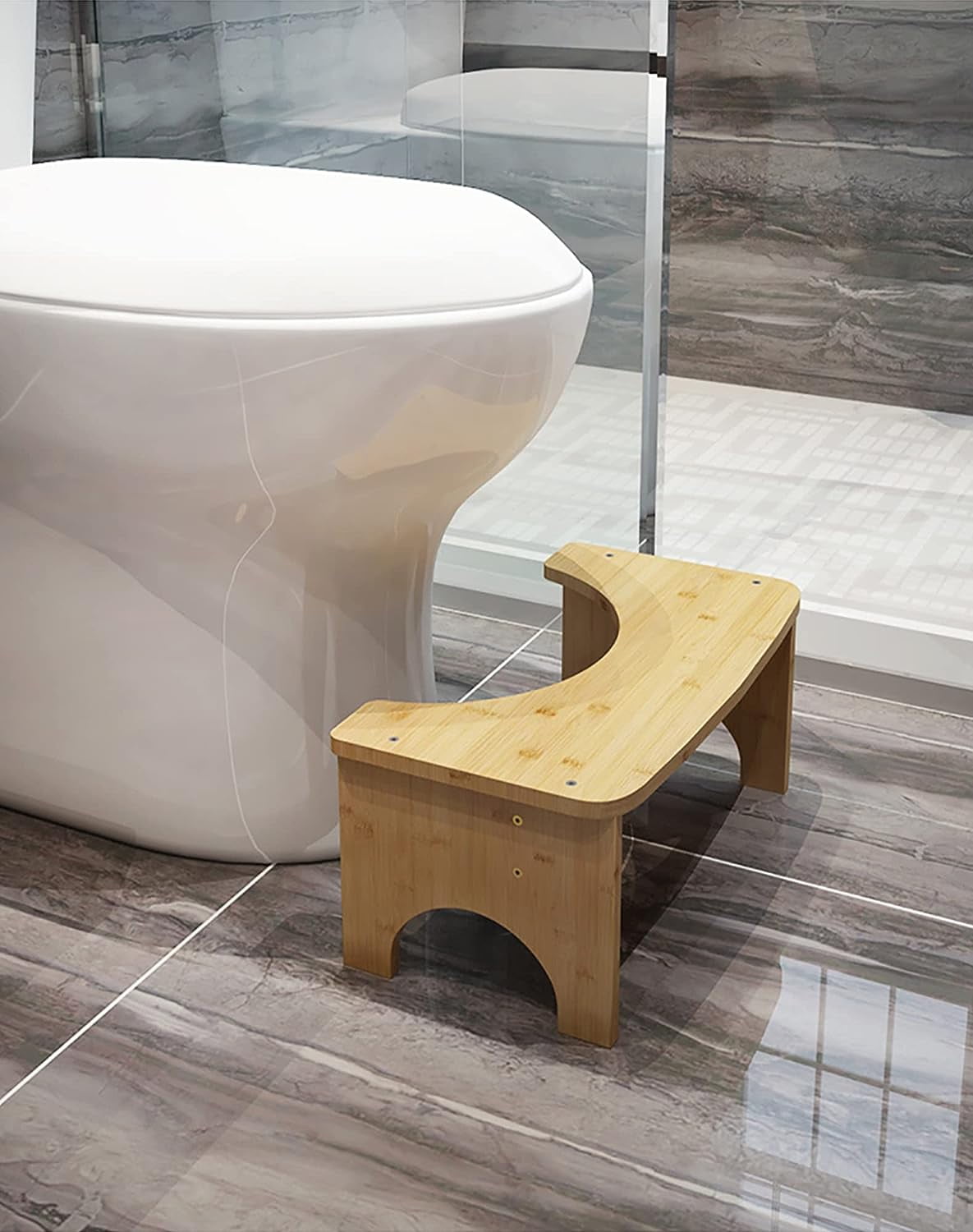 Bamworld Toilet Stool for Adults, 6.5" Poop Stool, Bathroom Toilet Potty Stool with Non-Slip Mat ...