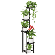 Bamworld 4 Tier Tall Metal Plant Stand - Heavy-Duty Corner Shelf for Indoor Outdoor, Multi iron Plant Holder for Garden, Balcony, Living Room, Bedroom - Sturdy Flower Pot Display Rack