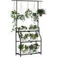 thumbnail image 1 of Bamworld Tall Plant Stand Indoor Outdoor, Heavy Duty Metal 3 Tiered Hanging Plant Shelf for Multiple Flower Planter Holder Tall Large Rack for Living Room Garden Balcony, Black, 1 of 6