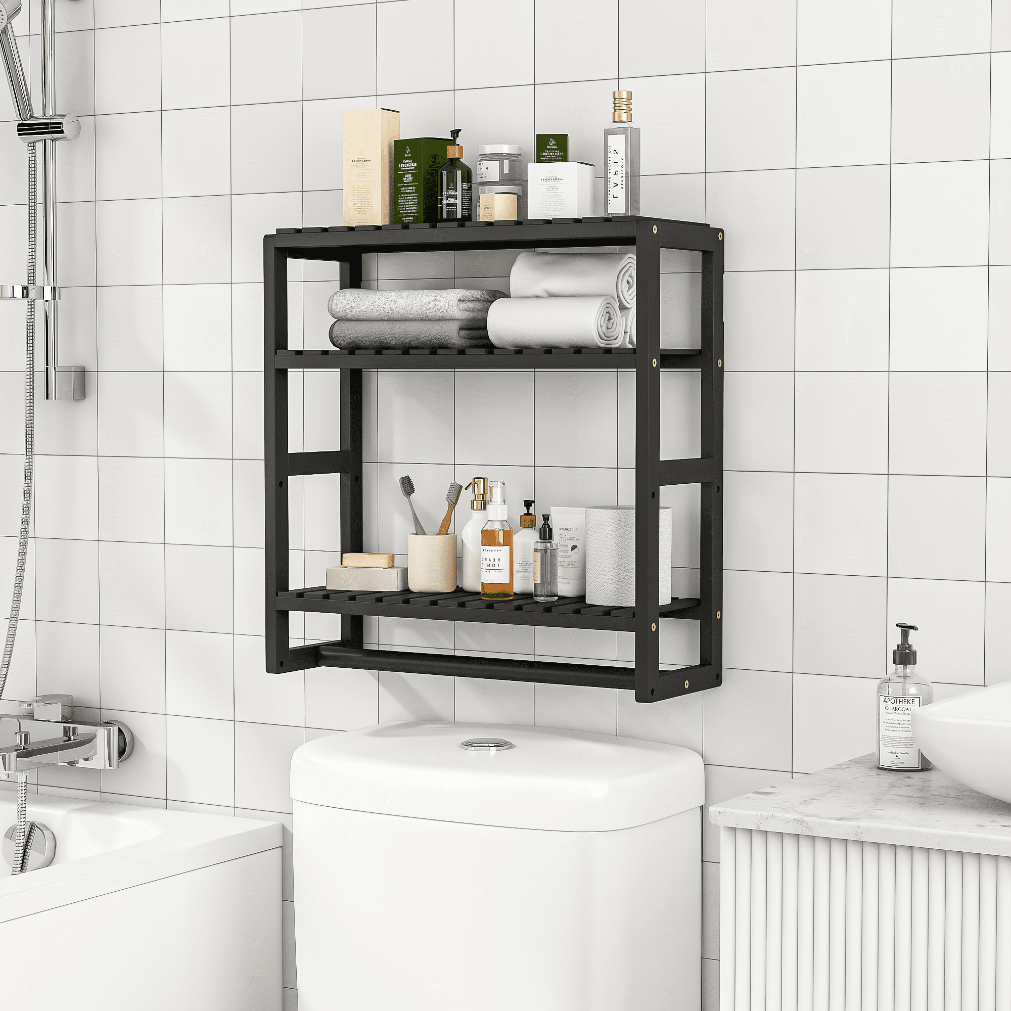 Bamworld Bathroom Organizer, 3-Tier Over-The-Toilet Storage Rack ...
