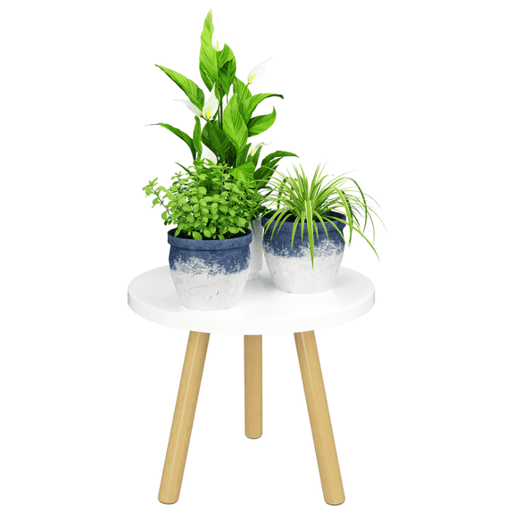 Bamworld Wood Plant Stand Indoor - Mid-Century Modern Round Side Table, Wood Corner End Table for Living Room, Bedroom, Balcony | Flower Pot Holder