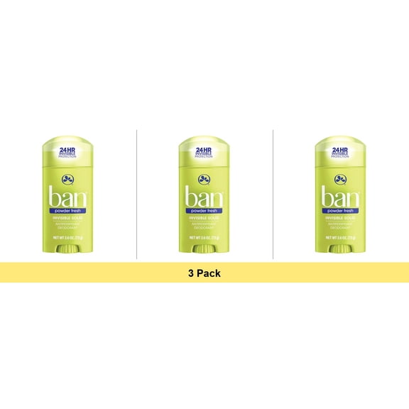 Ban 2.6 oz. Invisible Solid Antiperspirant and Deodorant in Powder Fresh - 3 Pack