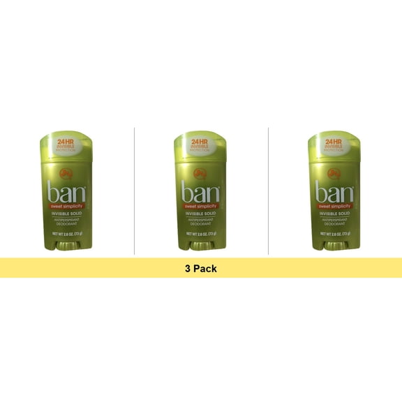 Ban Anti-Perspirant Deodorant Invisible Solid, Sweet Surrender 2.60 oz - 3 Pack
