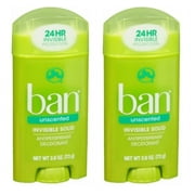 Ban Anti-Perspirant Deodorant Invisible Solid Unscented 2.60 oz 2-Pack