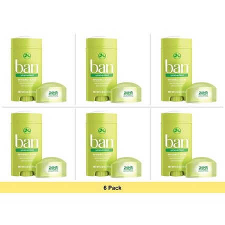 Ban Anti-Perspirant Deodorant Invisible Solid Unscented 2.60 oz - 6 Pack