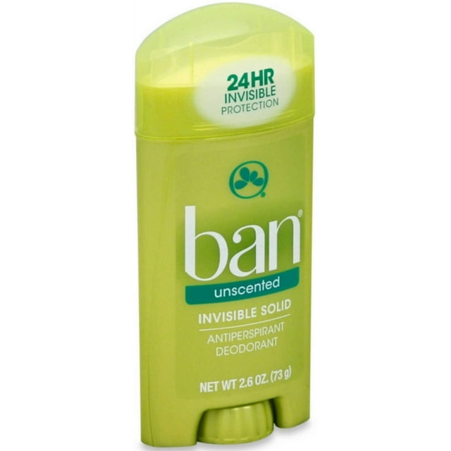Ban Anti-Perspirant Deodorant Invisible Solid Unscented 2.60 oz (Pack of 4)