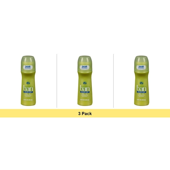 Ban Antiperspirant Deodorant Invisible Roll-On, Powder Fresh, 3.5 oz - 3 Pack
