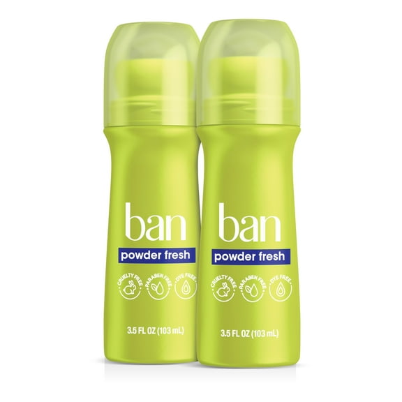 Ban Antiperspirant Deodorant Invisible Solid for Women and Men, Powder Fresh, 3.5 oz, Twin Pack