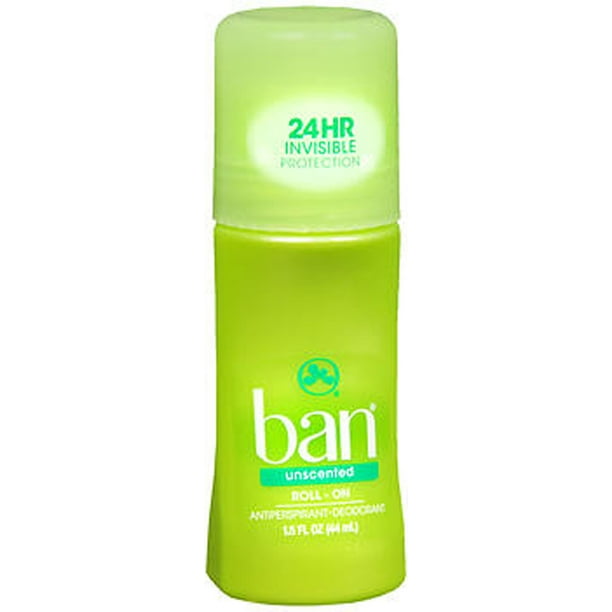 Ban Antiperspirant Deodorant RollOn, Unscented 1.5 oz