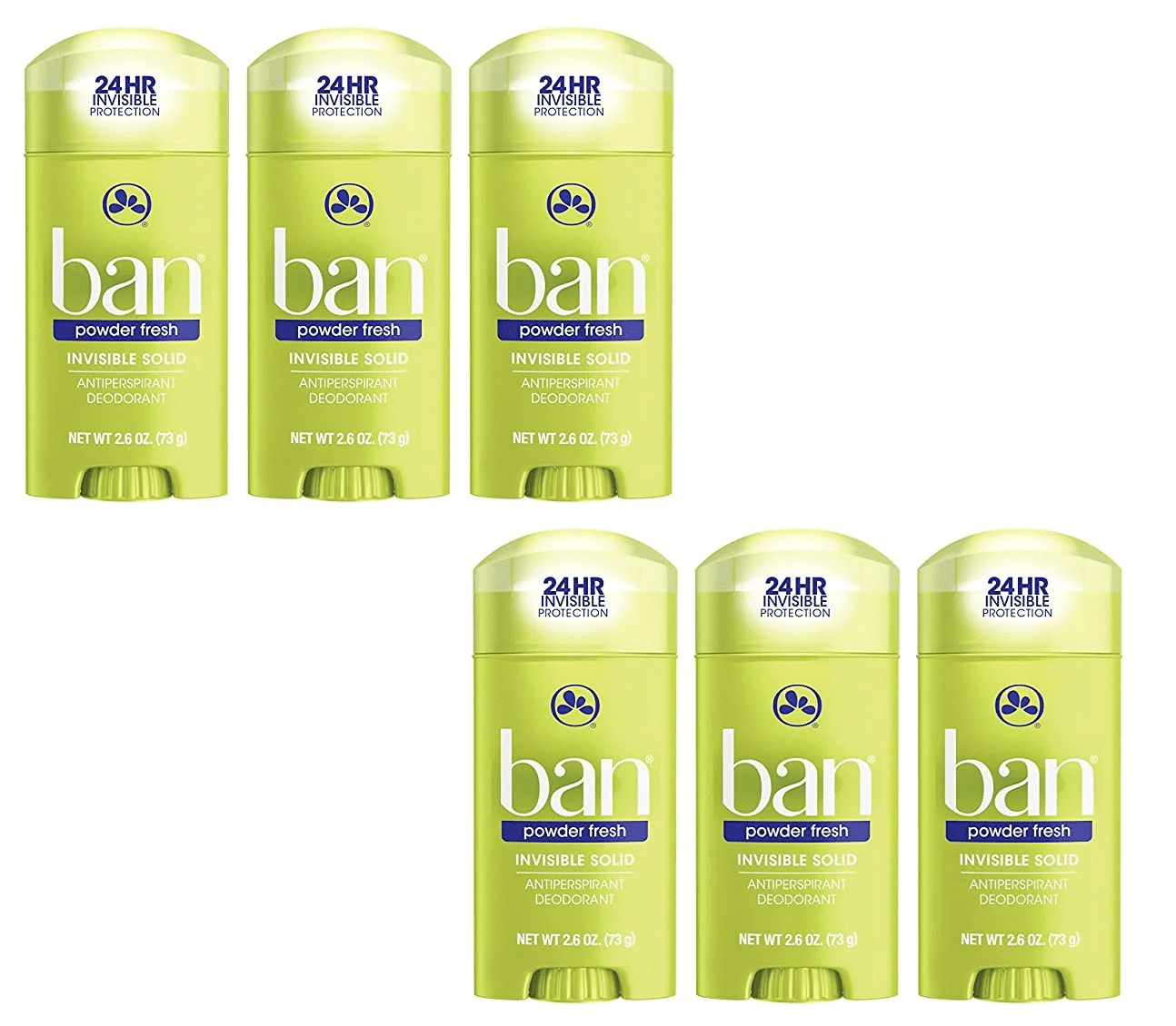 Ban Deodorant Invisible Solid Powder Fresh Deodorant Solid 6 Pack with Powder Fresh Scent