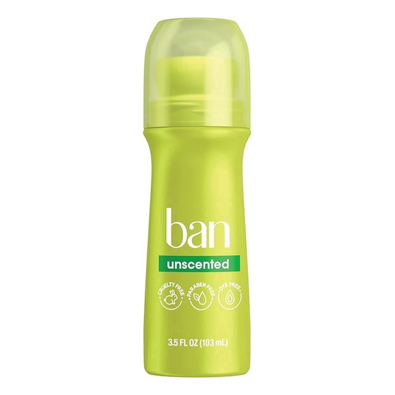Ban Deodorant Unscented Roll-On, 13.5 oz