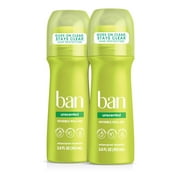 Ban Invisible Roll-on Antiperspirant Deodorant for Women and Men, Unscented, 3.5 fl oz/2pk, Value Pack