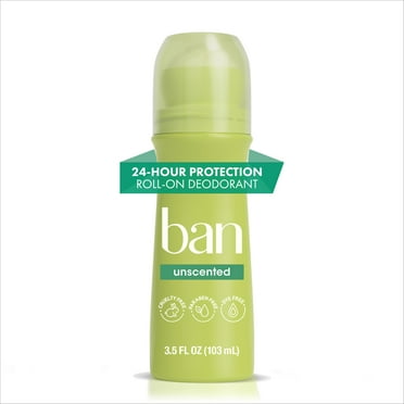 Ban Invisible Roll-on Antiperspirant Deodorant for Women and Men, Unscented, 3.5 oz