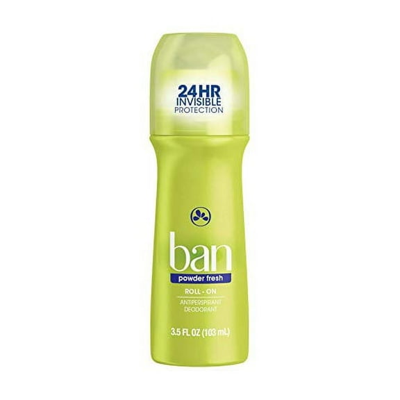 Ban Powder Fresh 24-hour Invisible Antiperspirant, Roll-on Deodorant for Women and Men, Underarm Wetness Protection, with Odor-fighting Ingredients, 3.5oz
