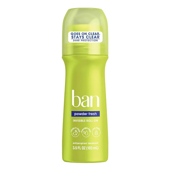 Ban Roll On Antiperspirant Deodorant, Powder Fresh, 3.5 Oz
