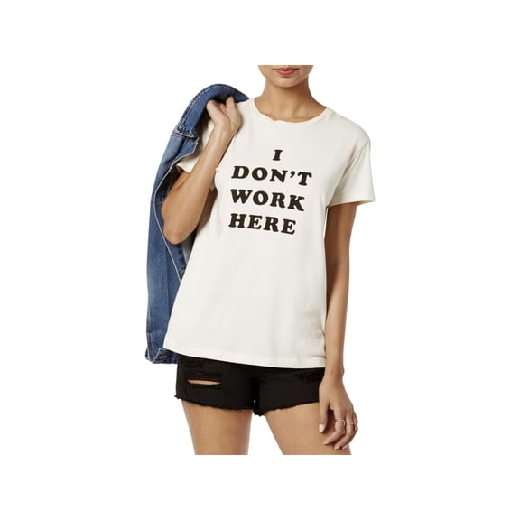 Ban.do Womens I Don't Work Here Jersey Graphic T-Shirt Ivory M