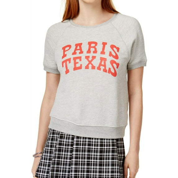 Ban.do Womens Paris Texas Graphic Short Sleeve Logo Sweatshirt Gray XXL