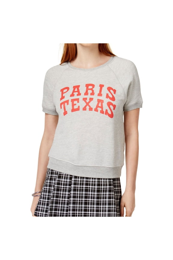 Womens Paris Texas Graphic Short Sleeve Logo Sweatshirt Gray XXL