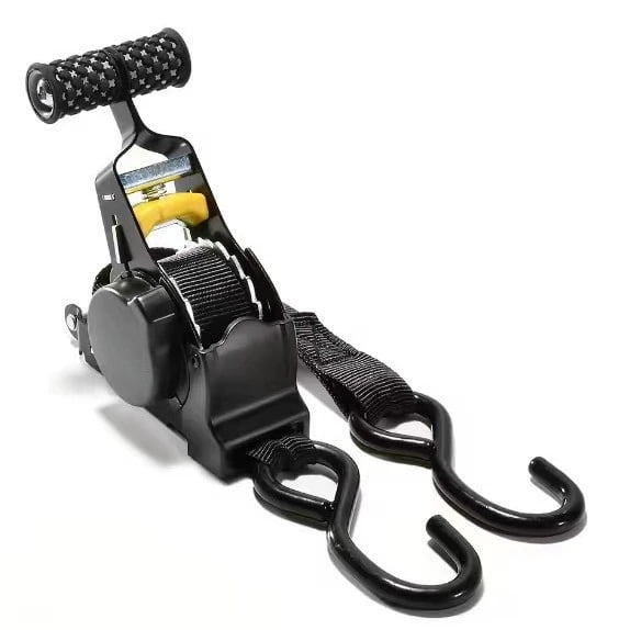 1Pc Cargo Ratchet Straps - Self Retracting Tie Down Belts, Adjustable Locking Load Straps, Reinforced Webbing Preventing Shifting Slippage And Transport Damage, Ratchet Straps with Trailer Use
