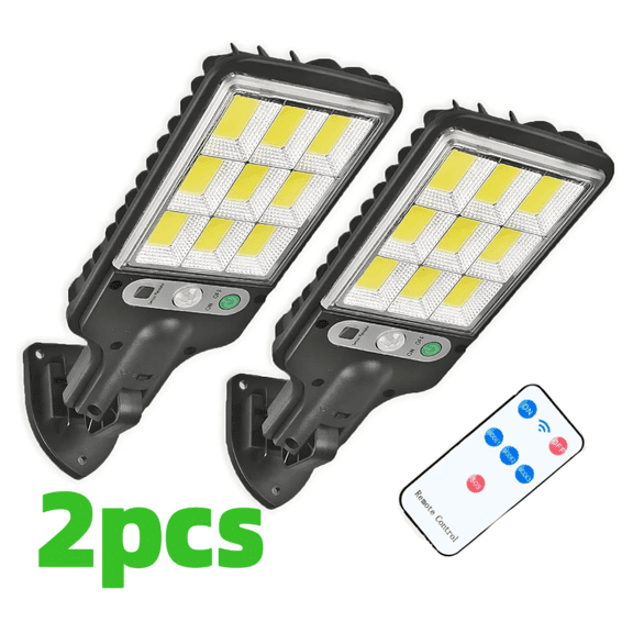 BanBers Solar Outdoor Lamp - 2-Pack Remote-controlled Solar Roadside Motion Sensor Lamp with LED Lighting. IP65 Waterproof. Suitable for Porches, Gardens, Decking, Fencing, and Courtyard Paths.