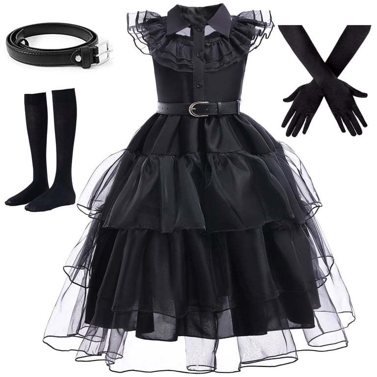 open lace back dress Wednesday Addams Rave'n Dance Dress – Adult Costume - Addams Family  Costumes main image 1