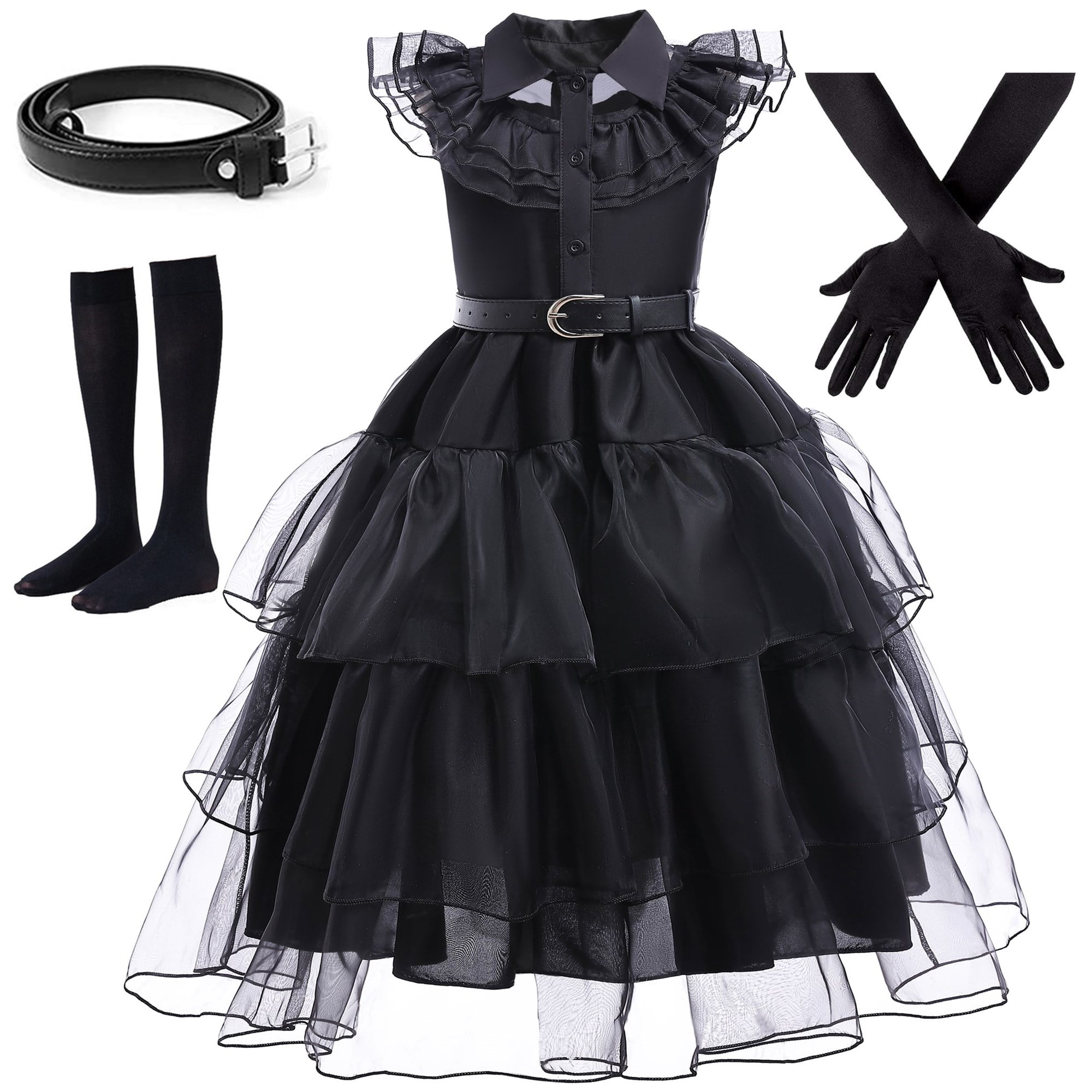 BanKids Wednesday Girls Costume Dress Addams Family Cosplay Girls Party ...