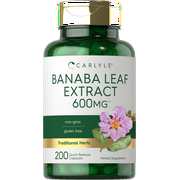 Banaba Leaf Extract 600mg | 200 Capsules for Men and Women | by Carlyle